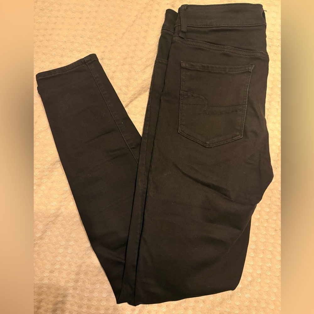 American Eagle Women Black HighRise Skinny Jeans NextLevel Stretch Denim Jegging